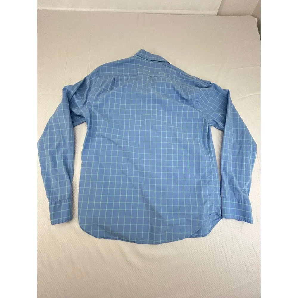 Bonobos‎ Mens Standard Fit Blue Teal Windowpane Check Button Down Shirt Size M